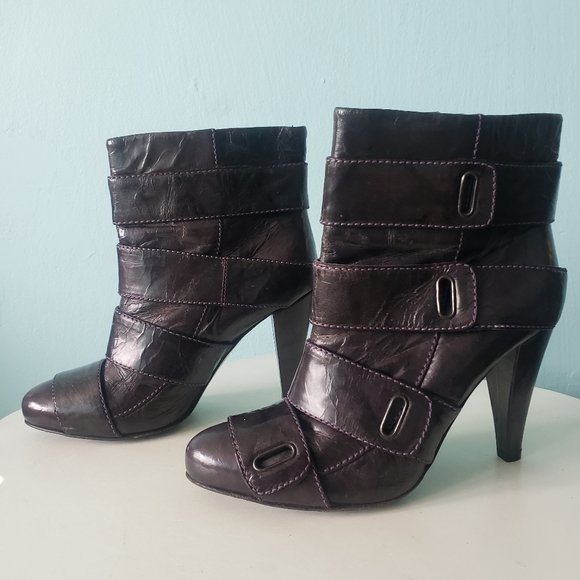 vintage Y2K strappy booties heels boots shoes Miss Sixty contrast stitch rave S - Picture 5 of 10